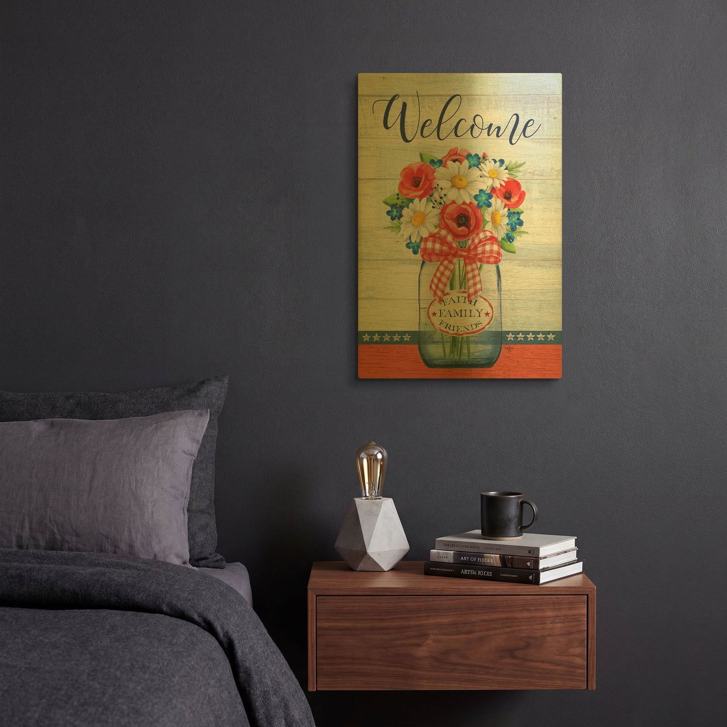'Patriotic Glass Jar' By Mollie B Art Gold Metal Wall Art