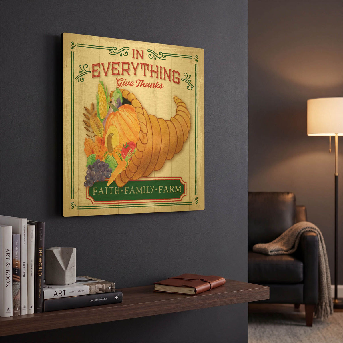 'Give Thanks' By Mollie B Art Gold Metal Wall Art