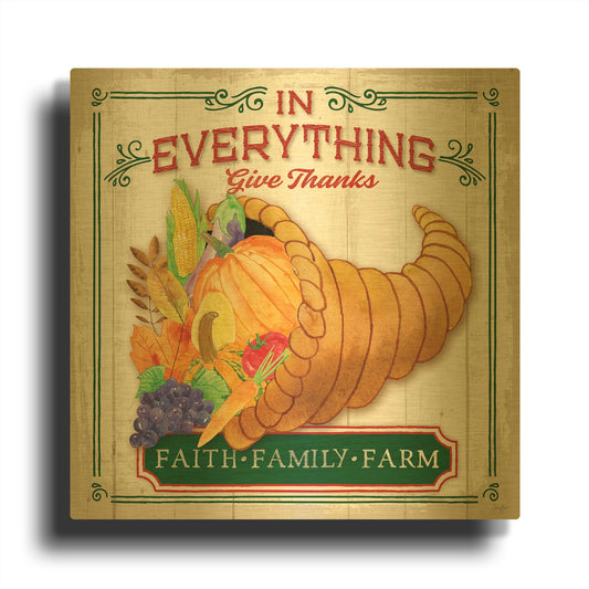 'Give Thanks' By Mollie B Art Gold Metal Wall Art