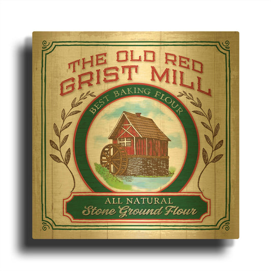 'Grist Mill Flour' By Mollie B Art Gold Metal Wall Art