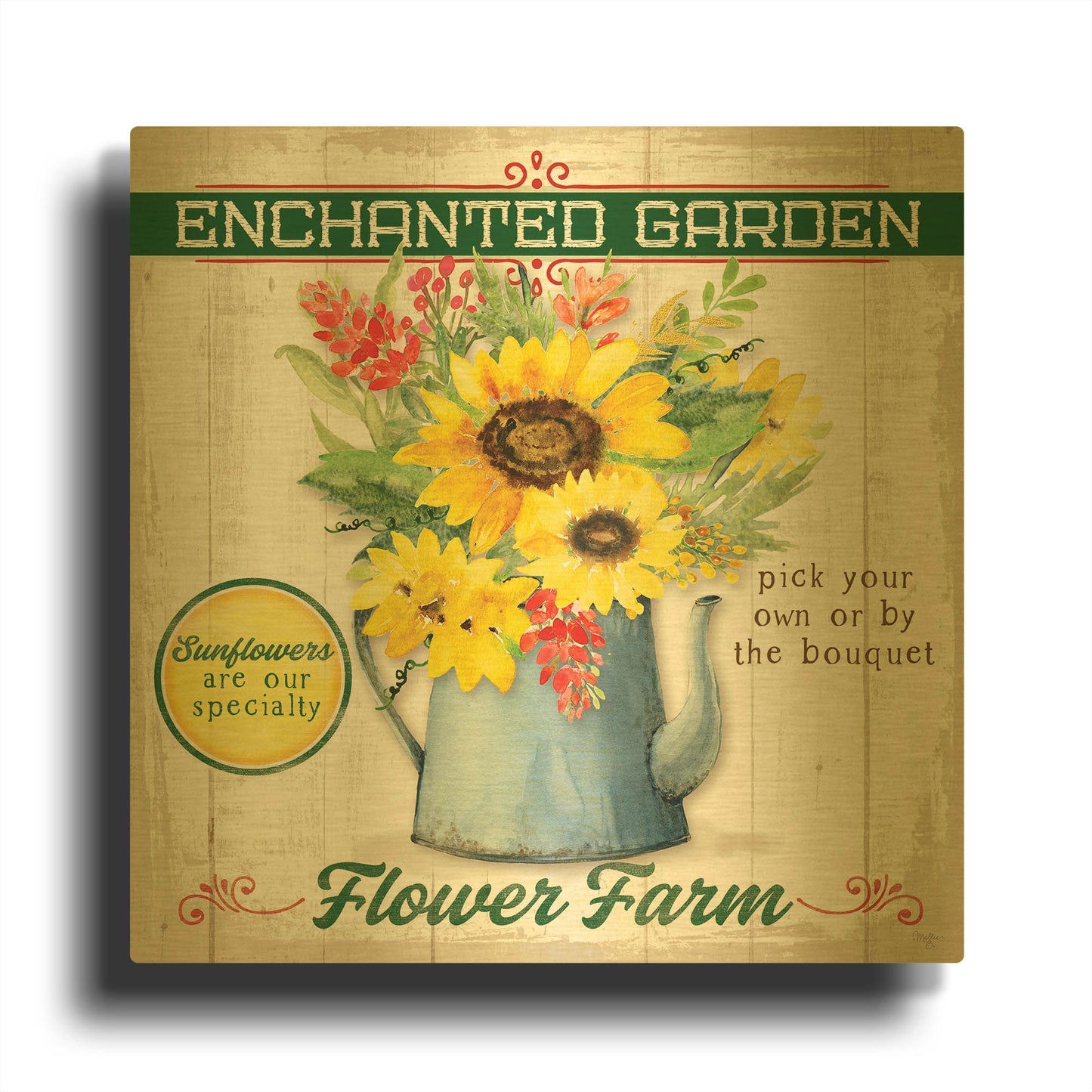 'Sunflower' By Mollie B Art Gold Metal Wall Art