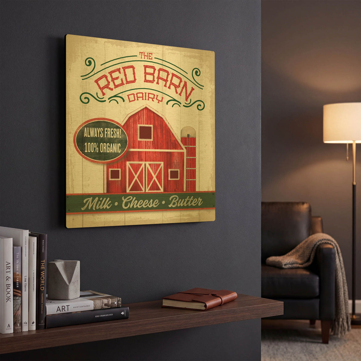 'The Red Barn' By Mollie B Art Gold Metal Wall Art