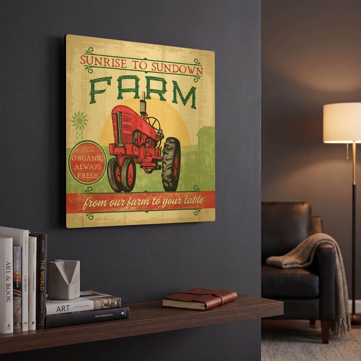 'Tractor' By Mollie B Art Gold Metal Wall Art
