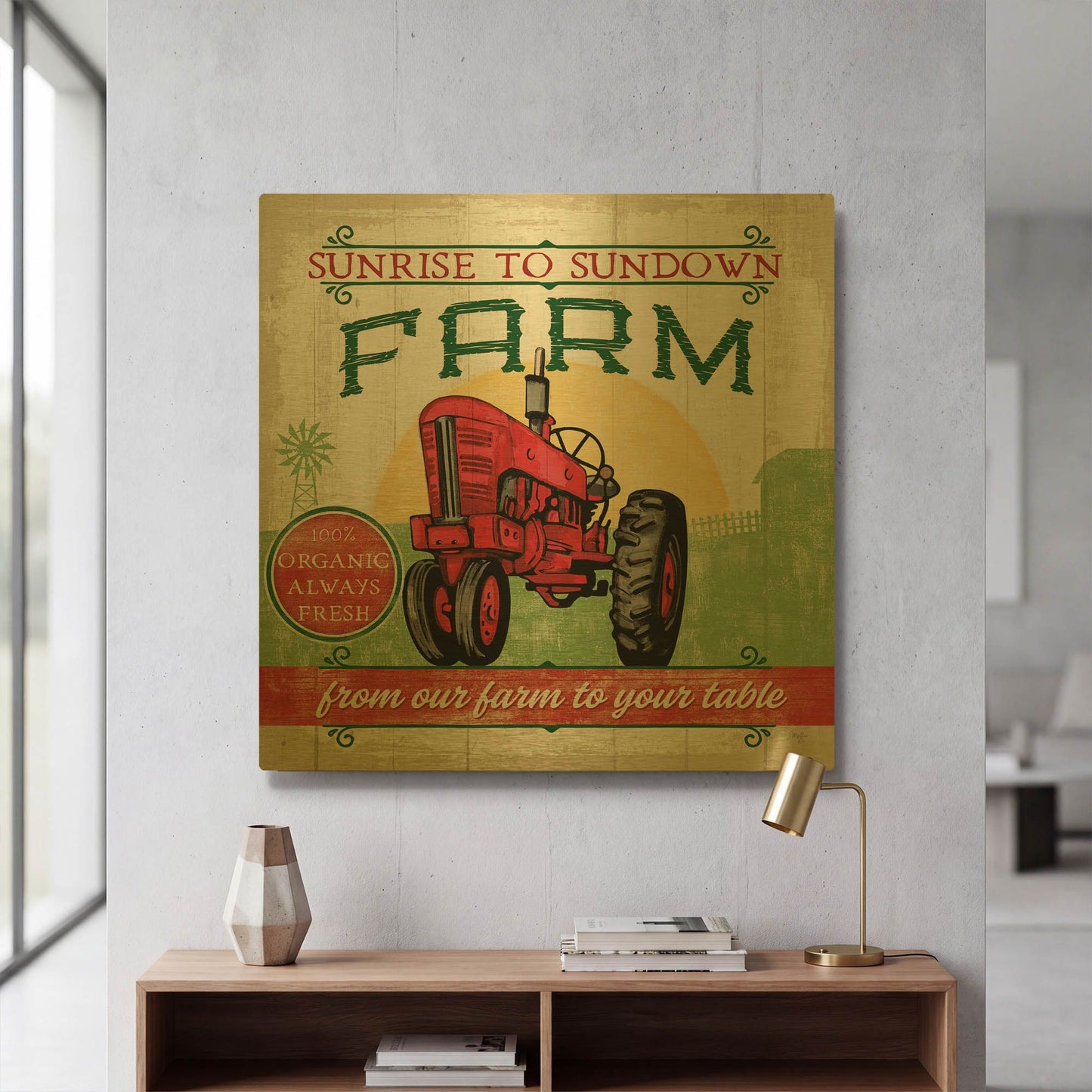 'Tractor' By Mollie B Art Gold Metal Wall Art