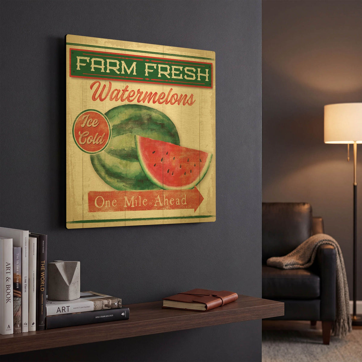 'Watermelon Farm' By Mollie B Art Gold Metal Wall Art