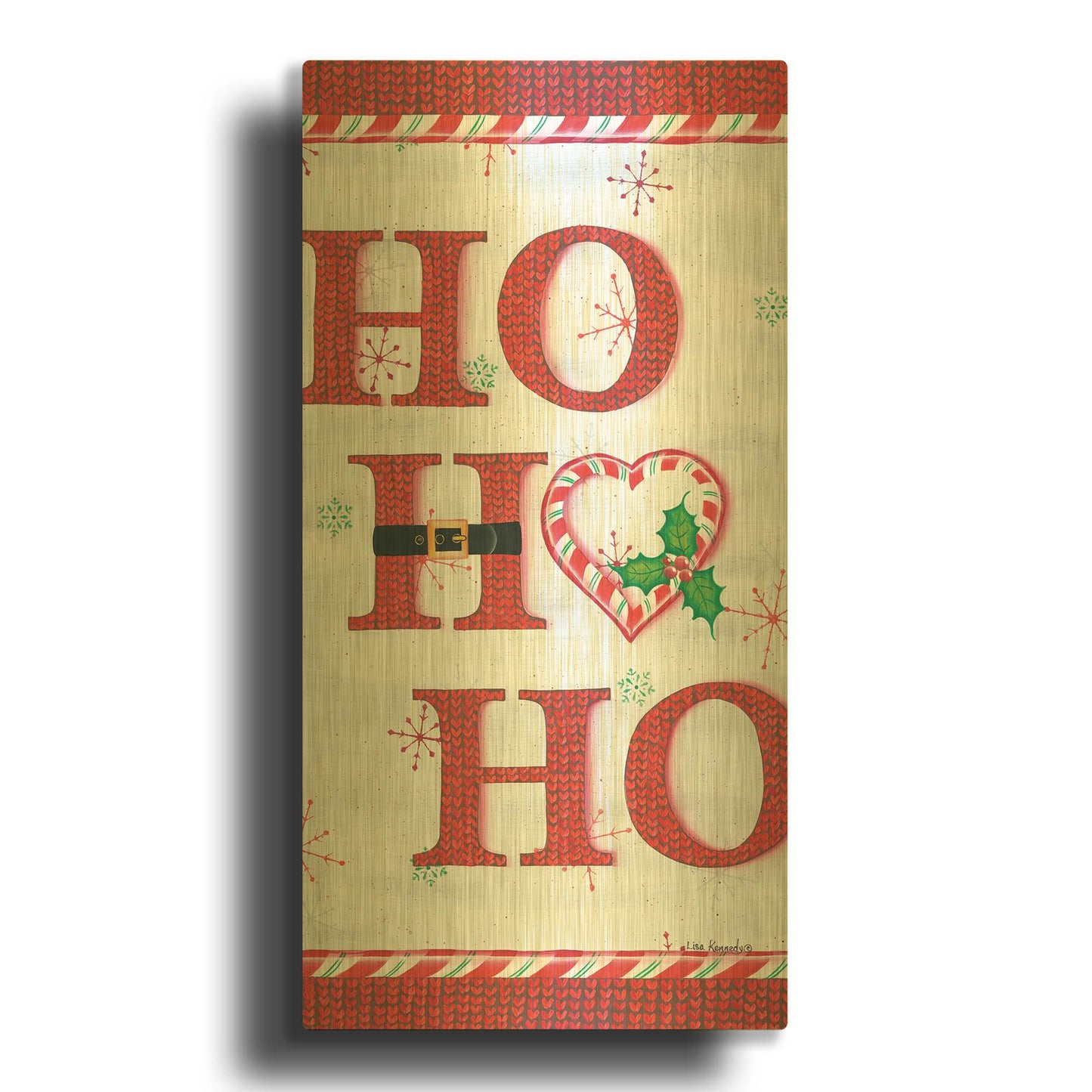 'Ho Ho Ho' By Lisa Kennedy Gold Metal Wall Art