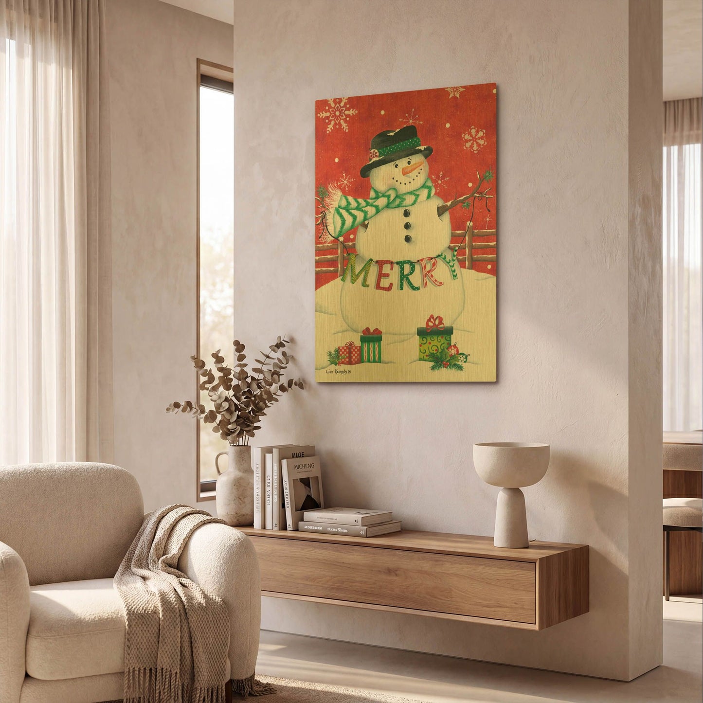'Hope Snowman' By Lisa Kennedy Gold Metal Wall Art