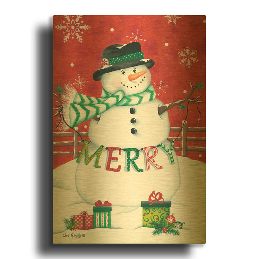 'Hope Snowman' By Lisa Kennedy Gold Metal Wall Art