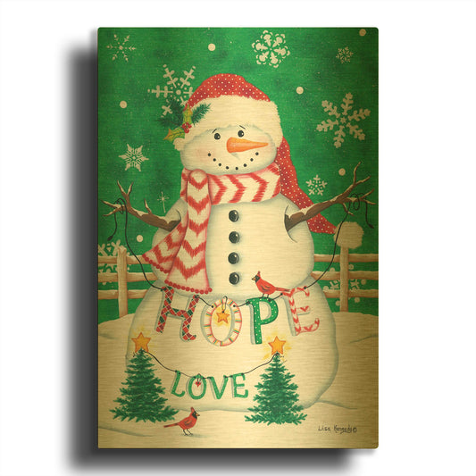 'Merry Snowman' By Lisa Kennedy Gold Metal Wall Art