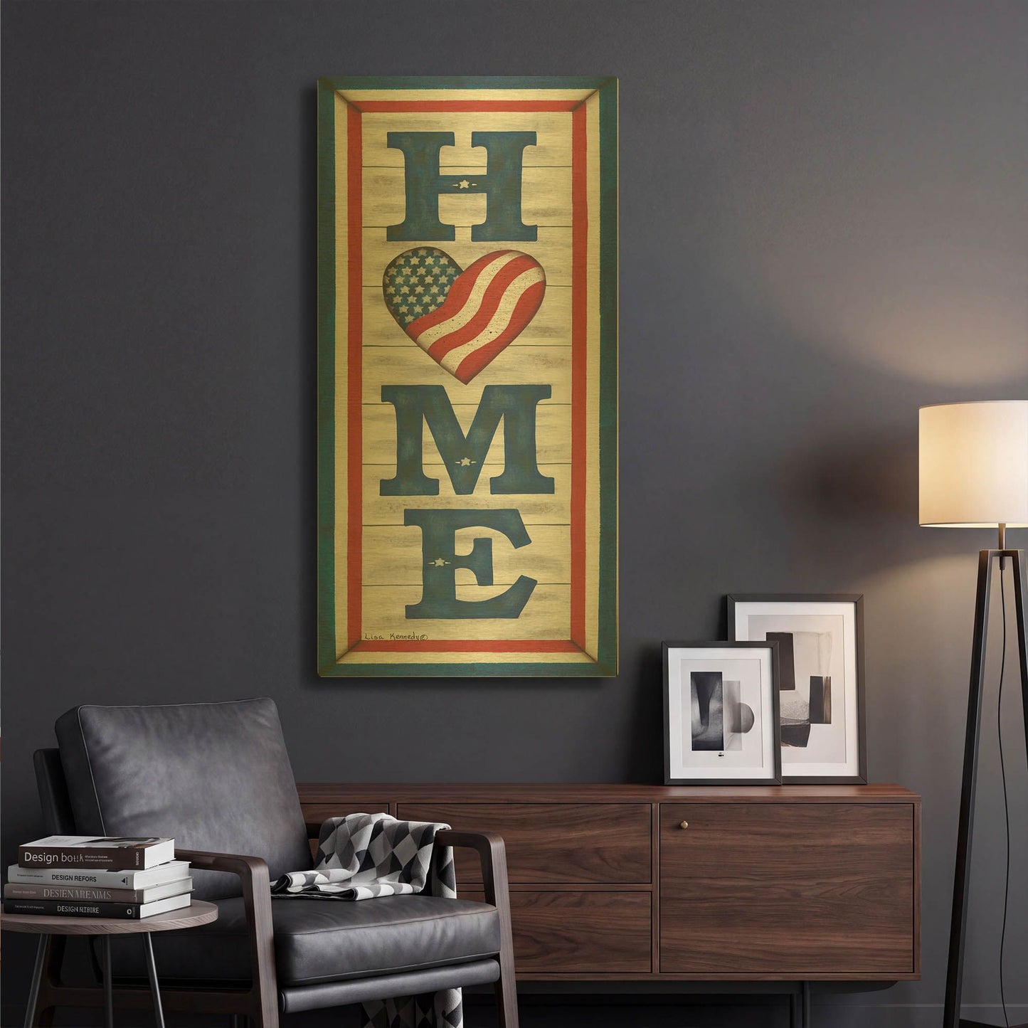 'Patriotic Home' By Lisa Kennedy Gold Metal Wall Art