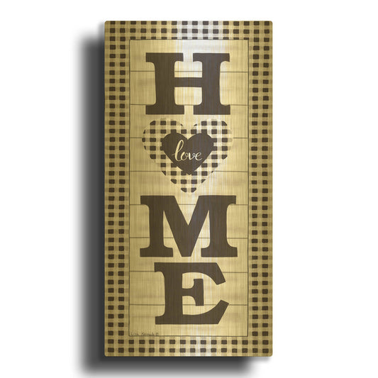 'Black & White Plaid Home' By Lisa Kennedy Gold Metal Wall Art