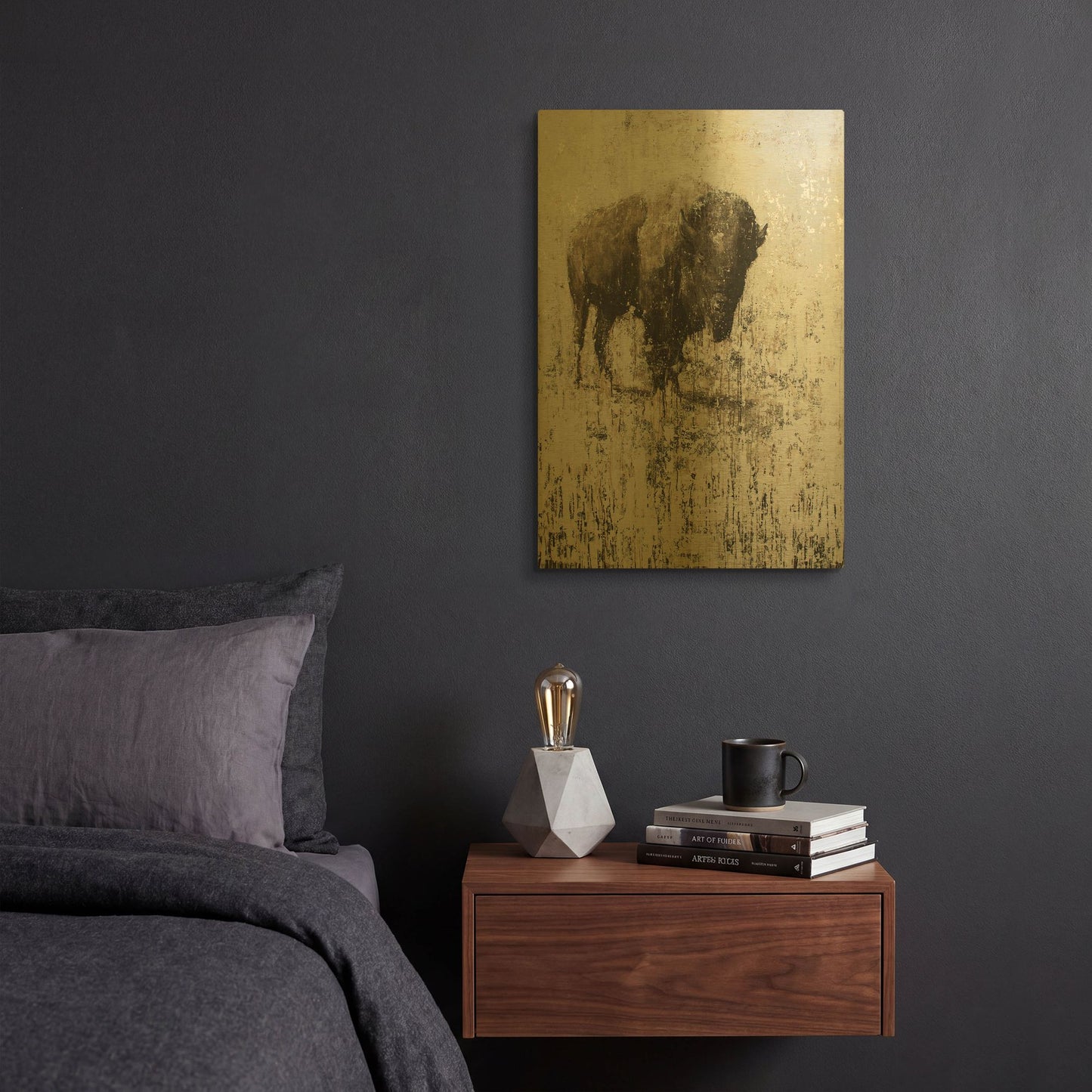 'Lone Buffalo' By Matt Flint Gold Metal Wall Art