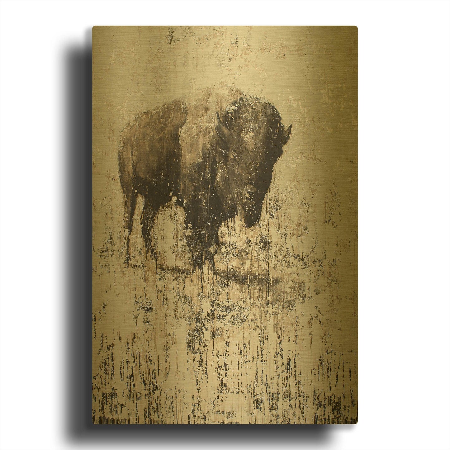 'Lone Buffalo' By Matt Flint Gold Metal Wall Art