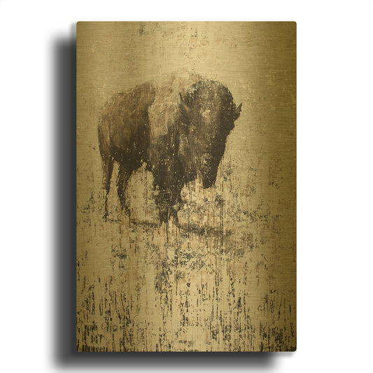 'Lone Buffalo' By Matt Flint Gold Metal Wall Art