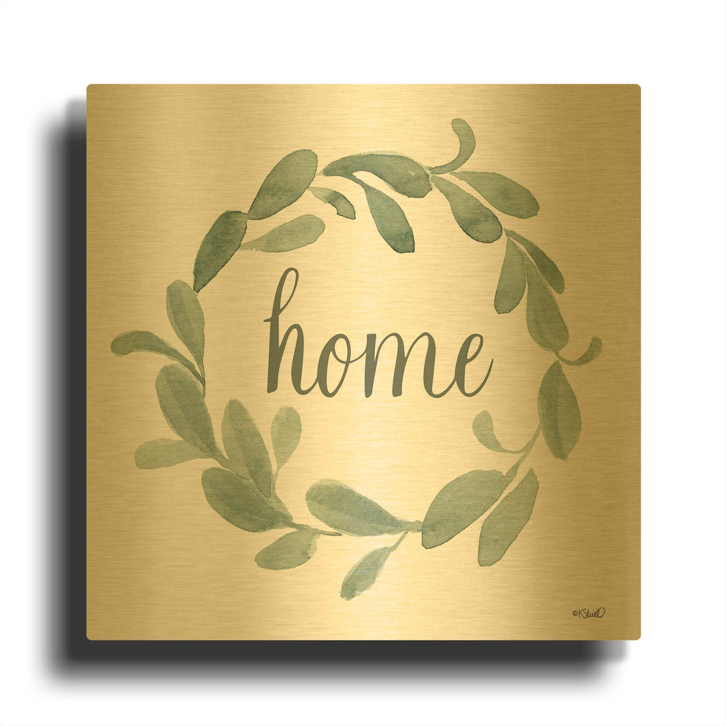 'Welcome Home Wreath' By Kate Sherrill Gold Metal Wall Art