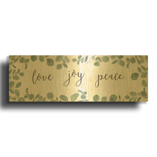 'Love-Joy-Peace Eucalyptus' By Kate Sherrill Gold Metal Wall Art