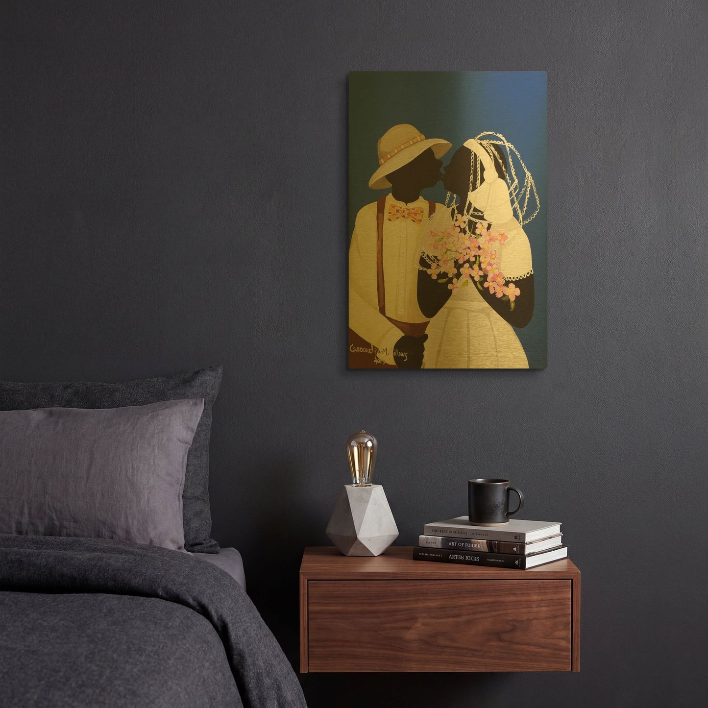 'You May Kiss The Bride' By Cassandra Gillens Gold Metal Wall Art