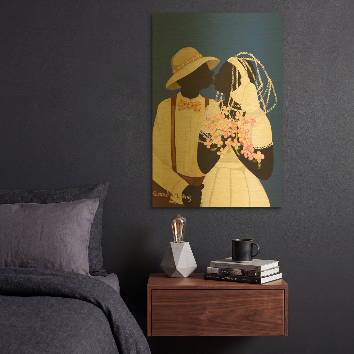 'You May Kiss The Bride' By Cassandra Gillens Gold Metal Wall Art