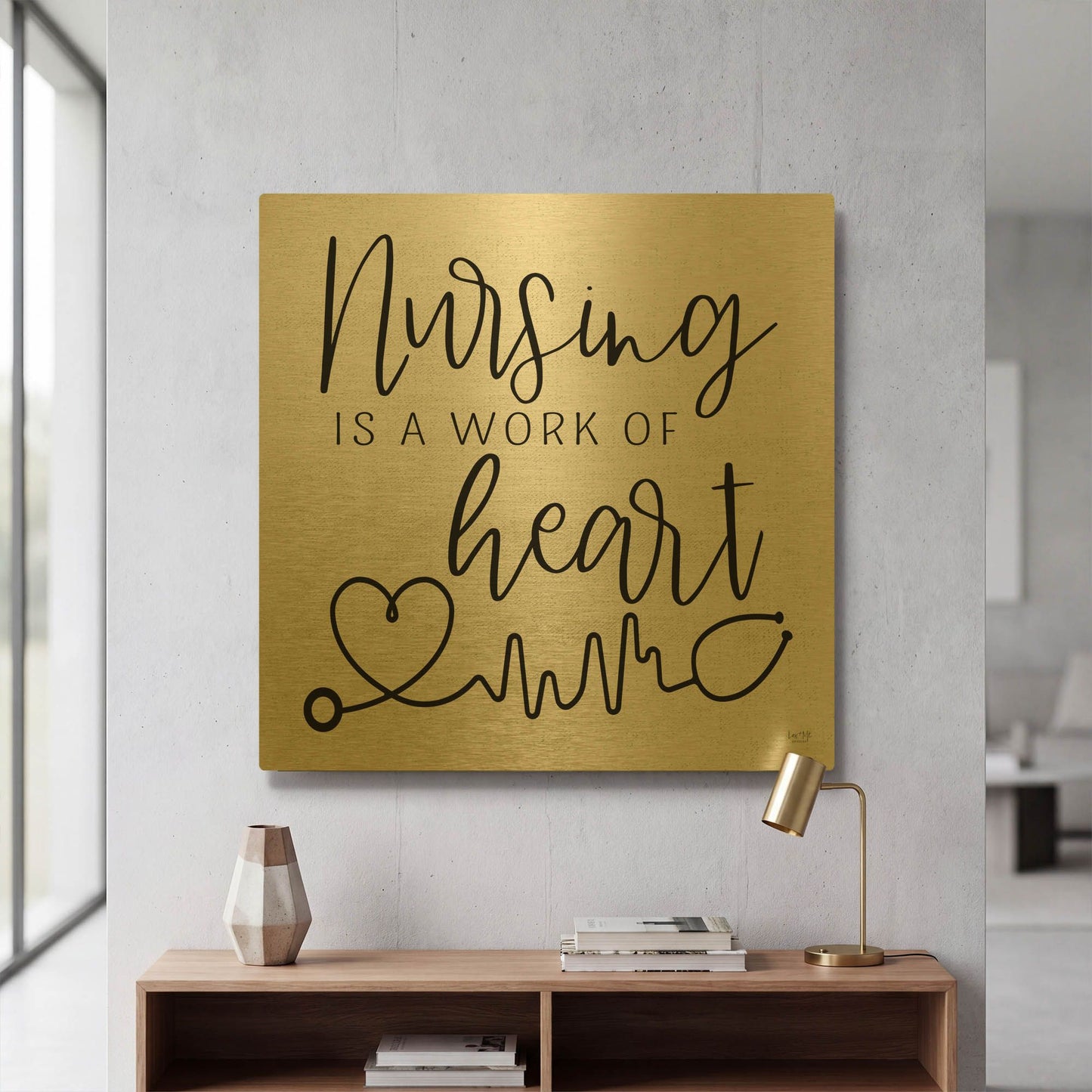 'Nursing a Work of Heart' By Lux + Me Gold Metal Wall Art