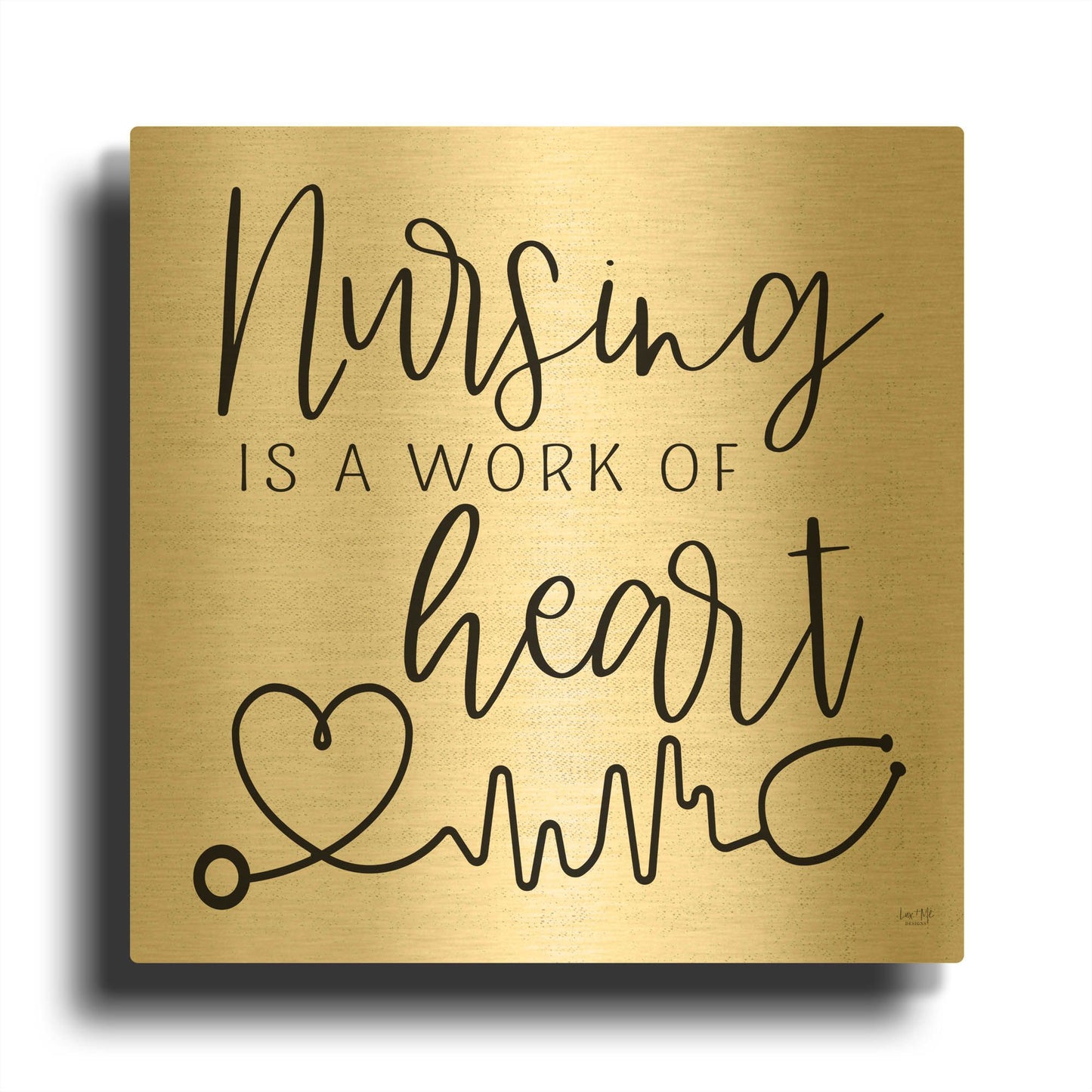 'Nursing a Work of Heart' By Lux + Me Gold Metal Wall Art