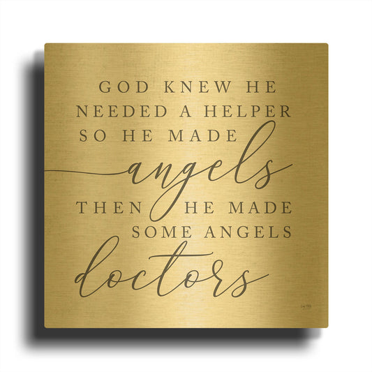 'God Made Angel Doctors' By Lux + Me Gold Metal Wall Art