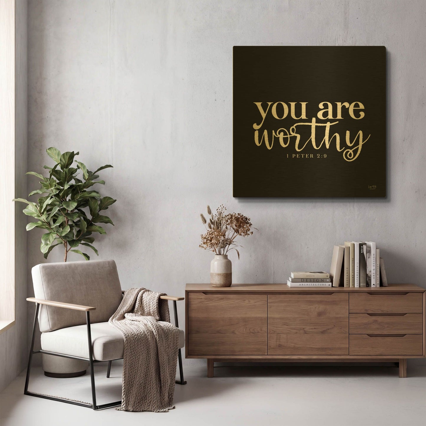 'You Are Worthy' By Lux + Me Gold Metal Wall Art