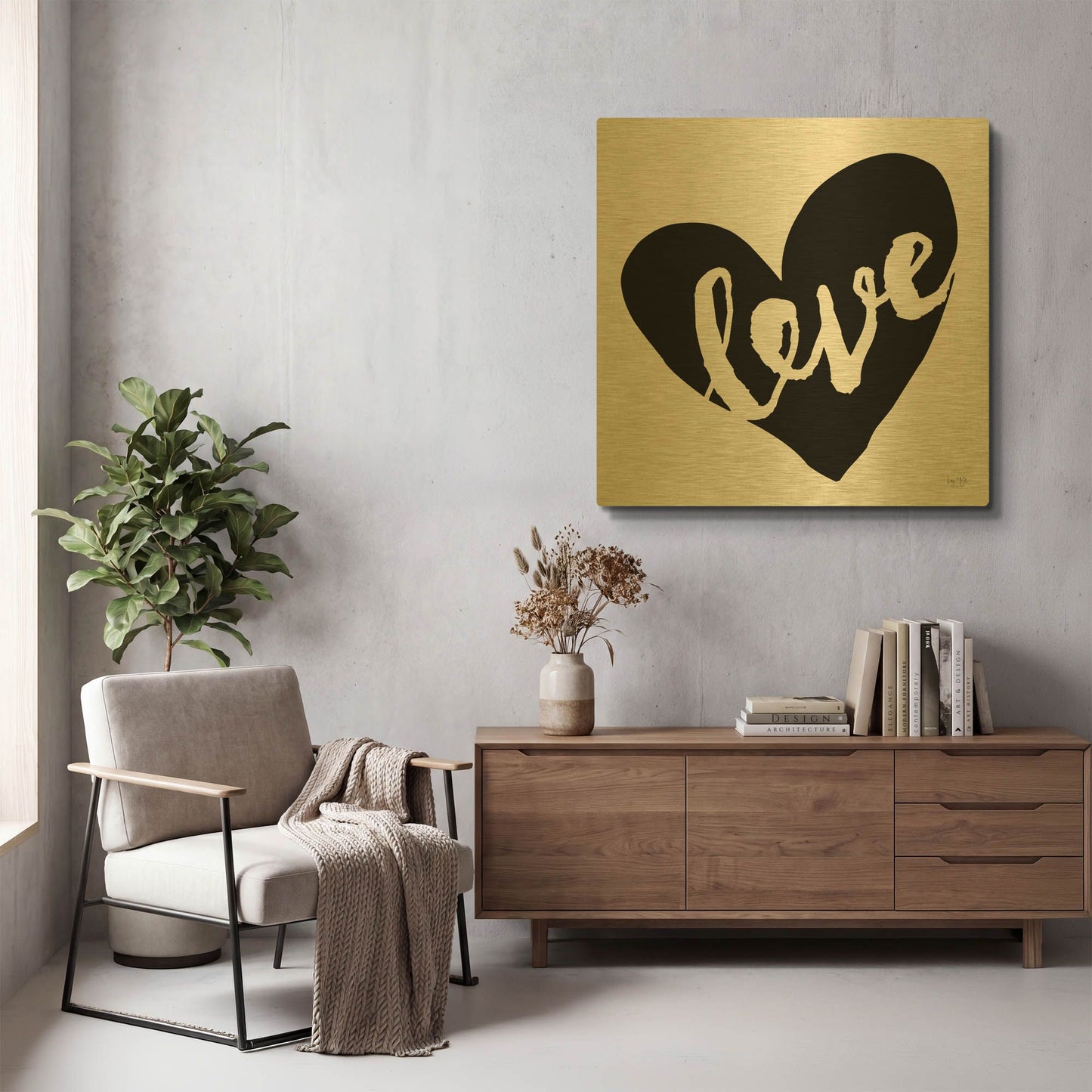 'Love' By Lux + Me Gold Metal Wall Art