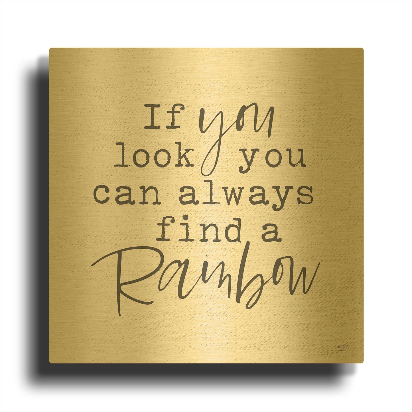 'A Rainbow' By Lux + Me Gold Metal Wall Art