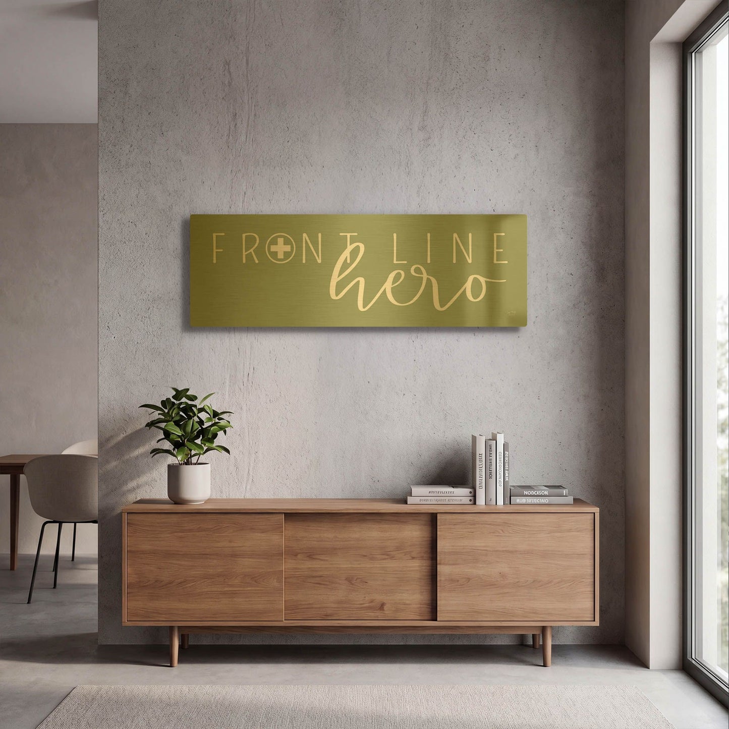 'Front Line Hero' By Lux + Me Gold Metal Wall Art