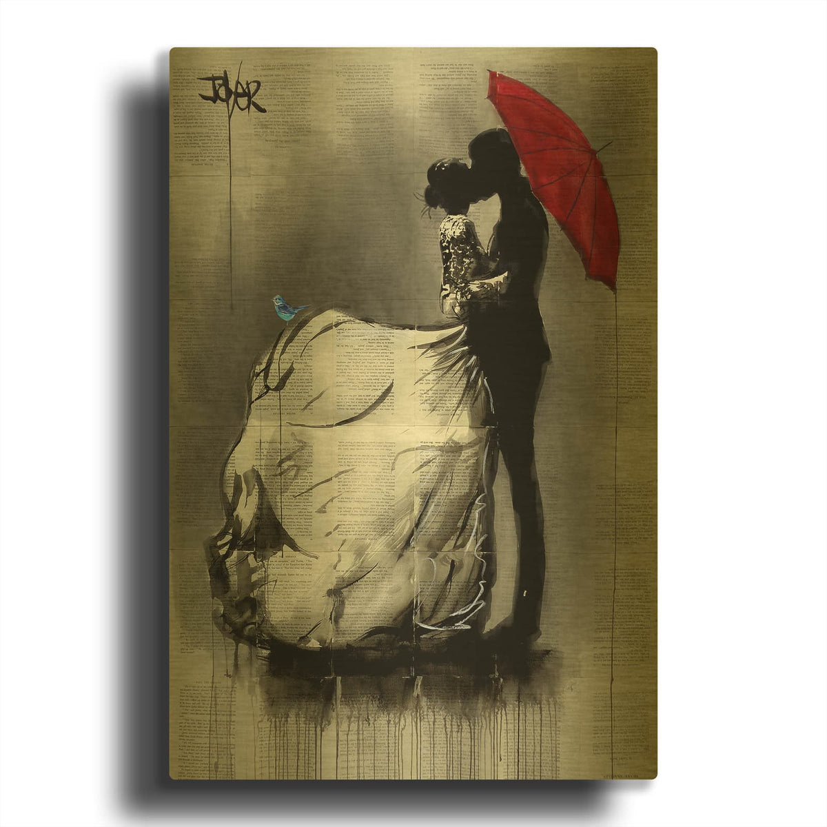 'Big Dresss' By Loui Jover Gold Metal Wall Art