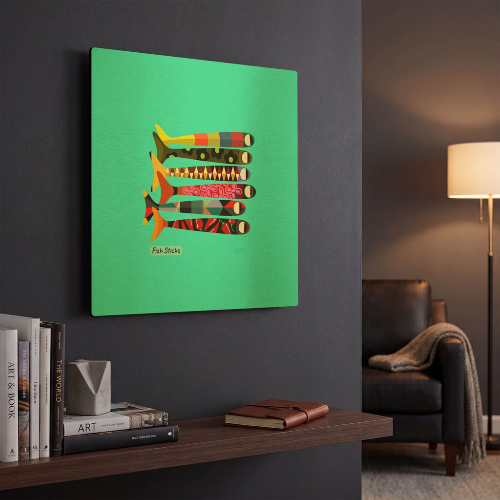 'Fish Sticks' By Chuck Wimmer Gold Metal Wall Art