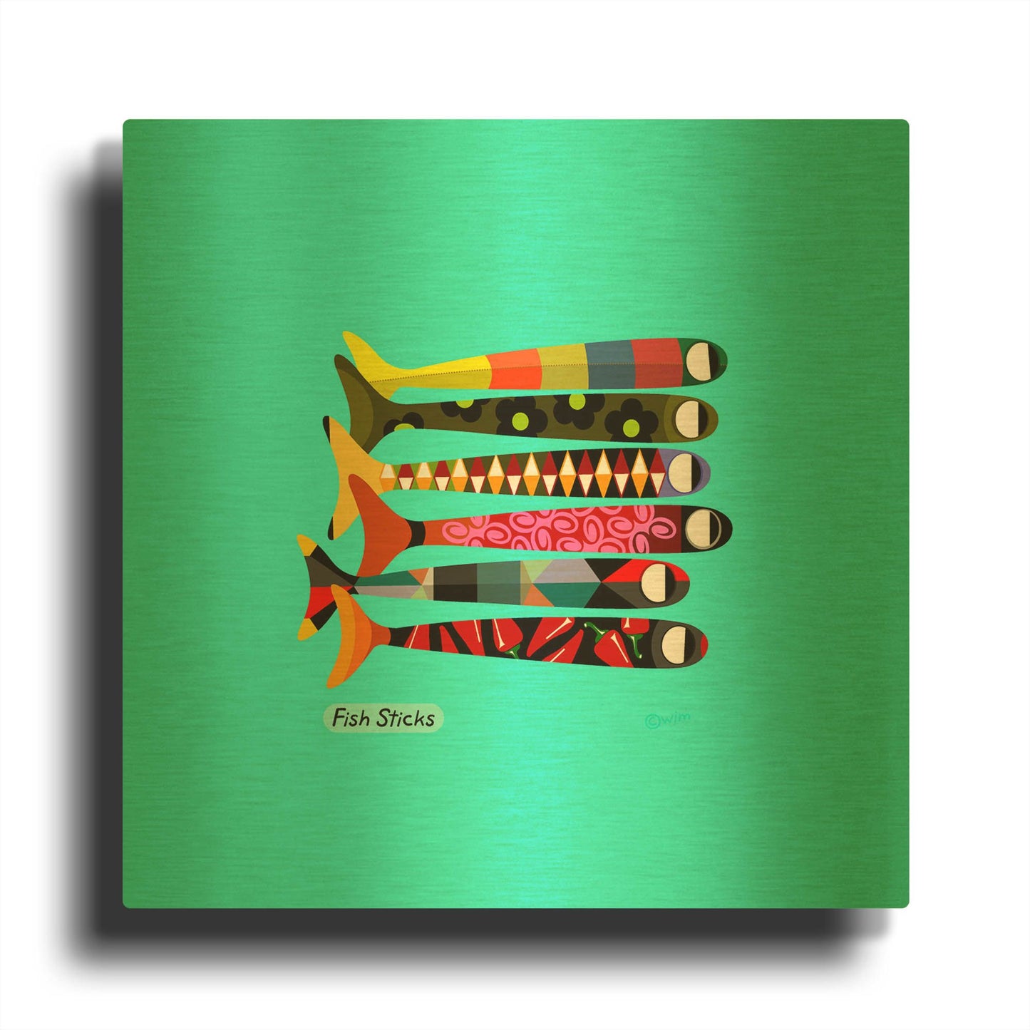 'Fish Sticks' By Chuck Wimmer Gold Metal Wall Art