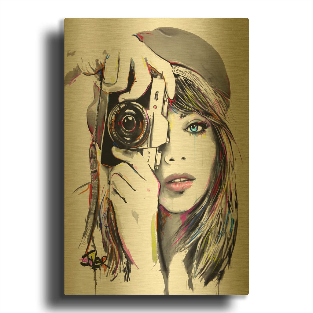 'Take That1' By Loui Jover Gold Metal Wall Art