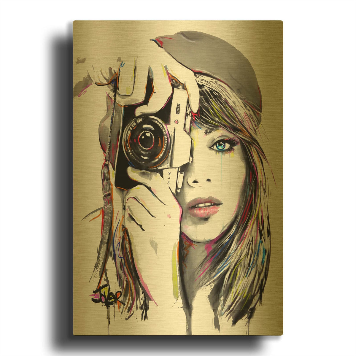 'Take That1' By Loui Jover Gold Metal Wall Art