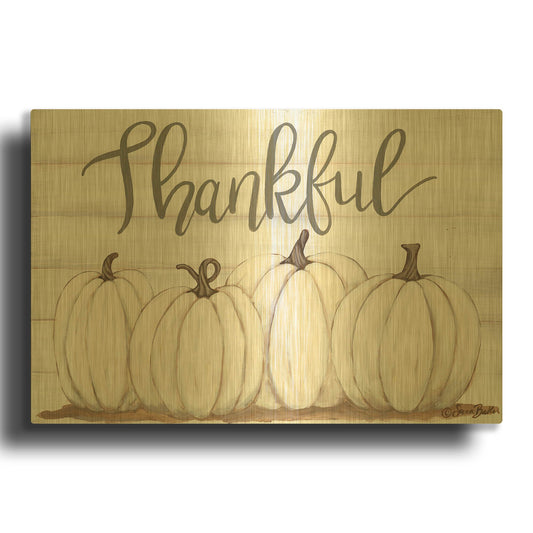 'Thankful Pumpkins' By Sara Baker Gold Metal Wall Art