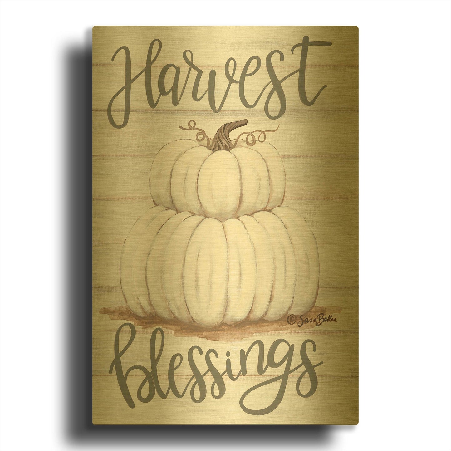 'Harvest Blessings' By Sara Baker Gold Metal Wall Art