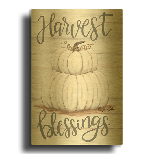 'Harvest Blessings' By Sara Baker Gold Metal Wall Art