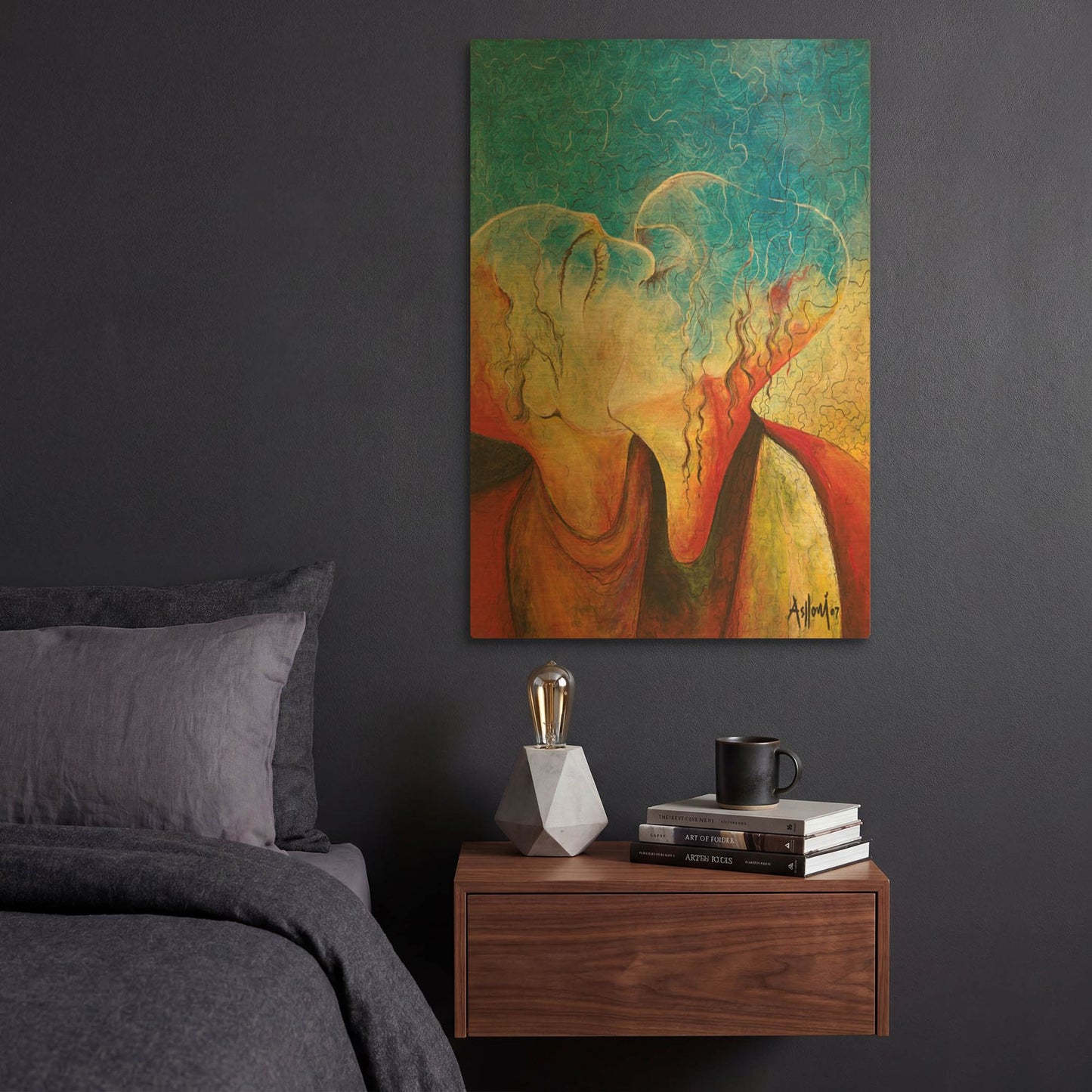'The Kiss' By Samedin Asllani Gold Metal Wall Art