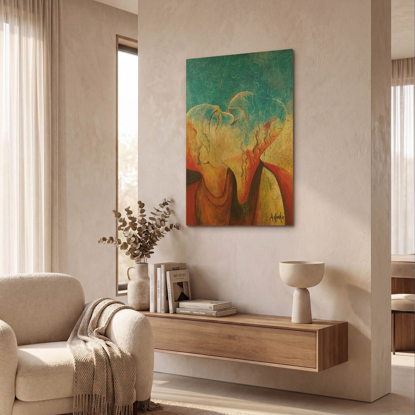 'The Kiss' By Samedin Asllani Gold Metal Wall Art
