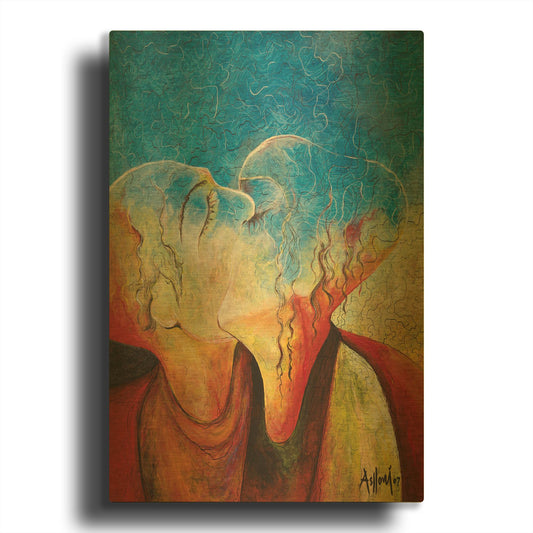 'The Kiss' By Samedin Asllani Gold Metal Wall Art