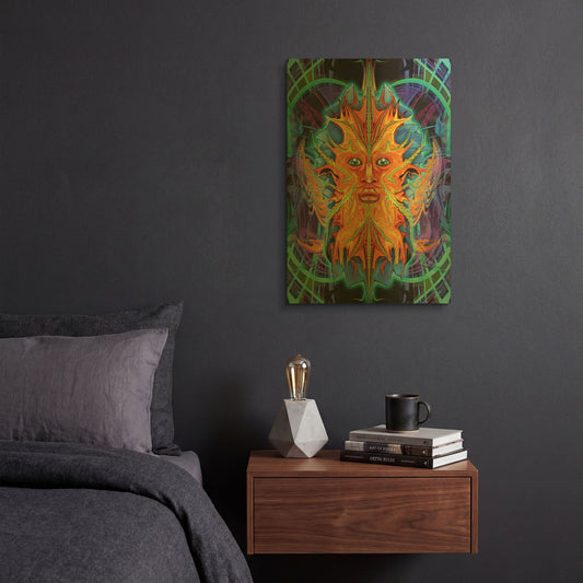 'Green Man' By Michael Stewart Gold Metal Wall Art