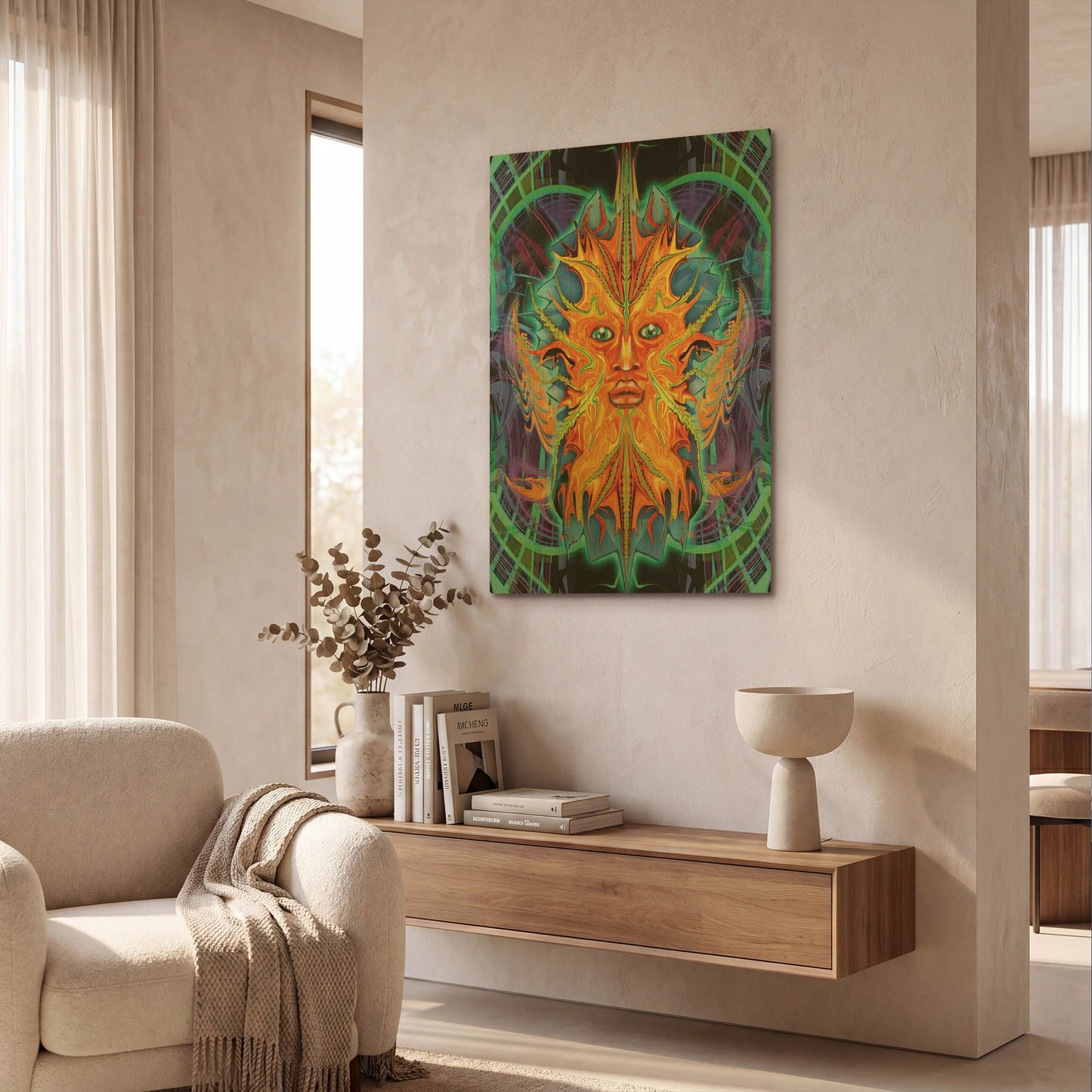 'Green Man' By Michael Stewart Gold Metal Wall Art