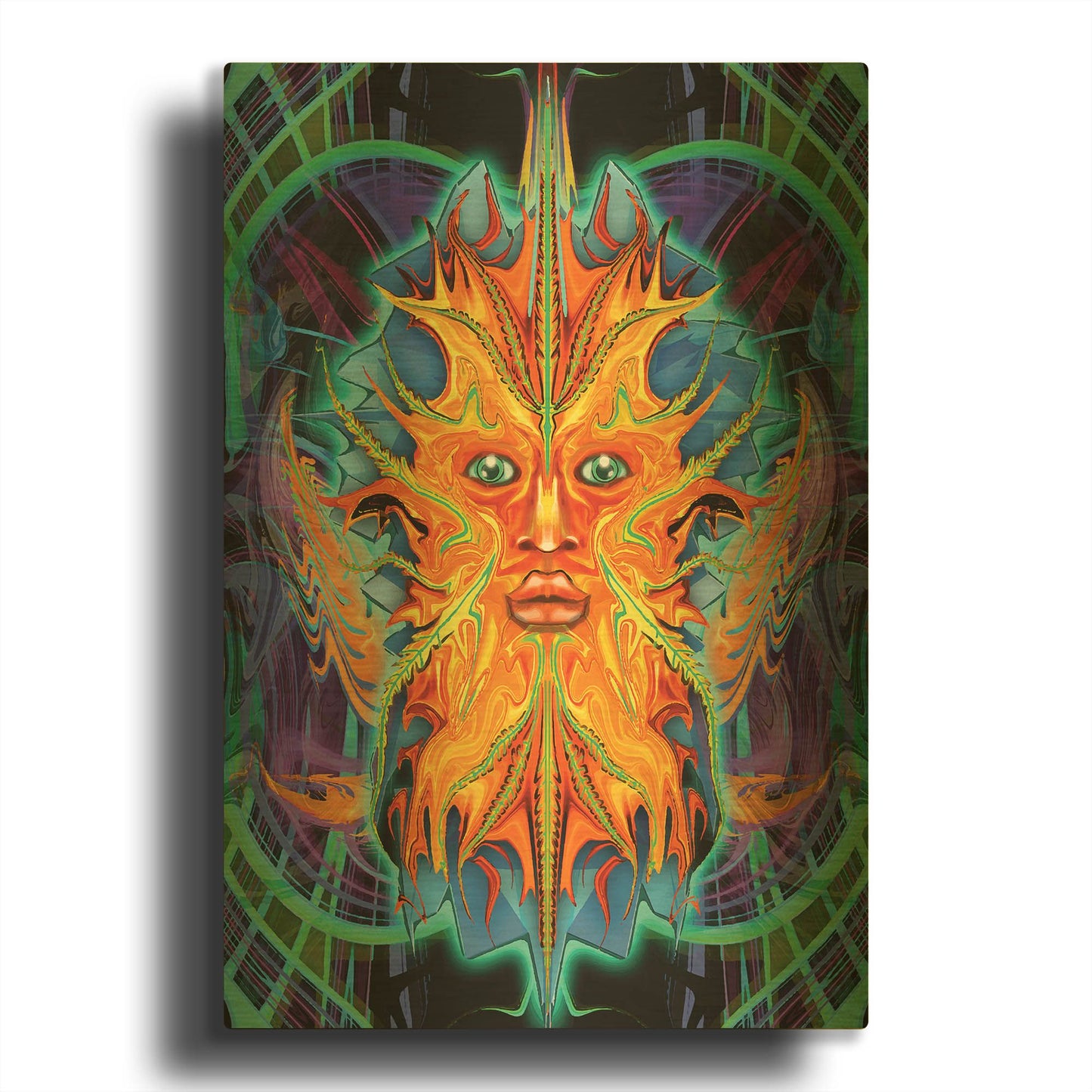 'Green Man' By Michael Stewart Gold Metal Wall Art