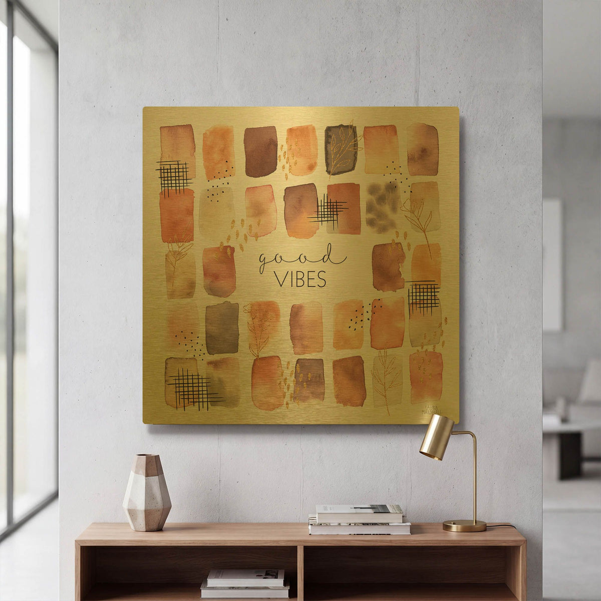 'Desert Blooms VI' By Laura Marshall Gold Metal Wall Art