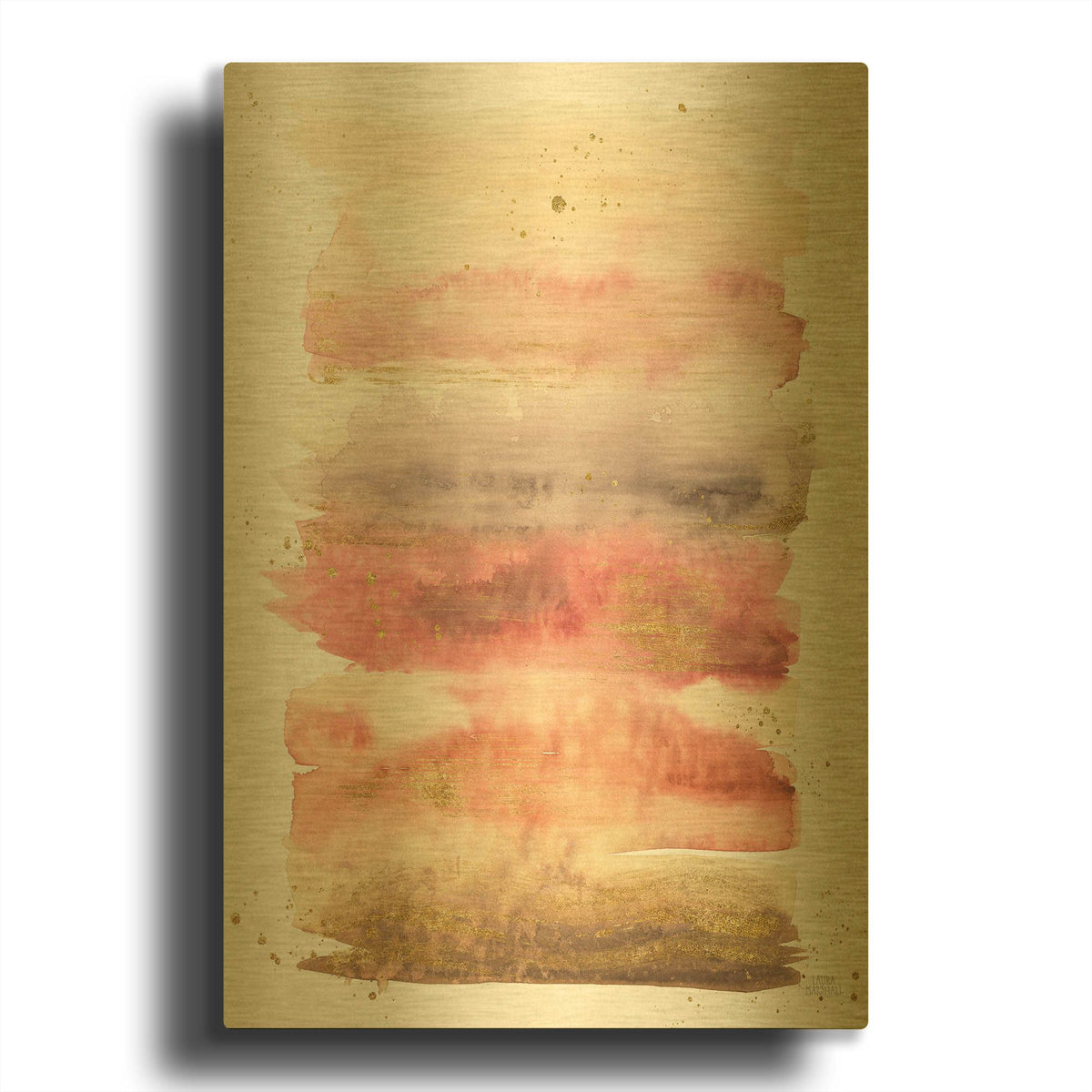 'Desert Blooms Abstract I' By Laura Marshall Gold Metal Wall Art