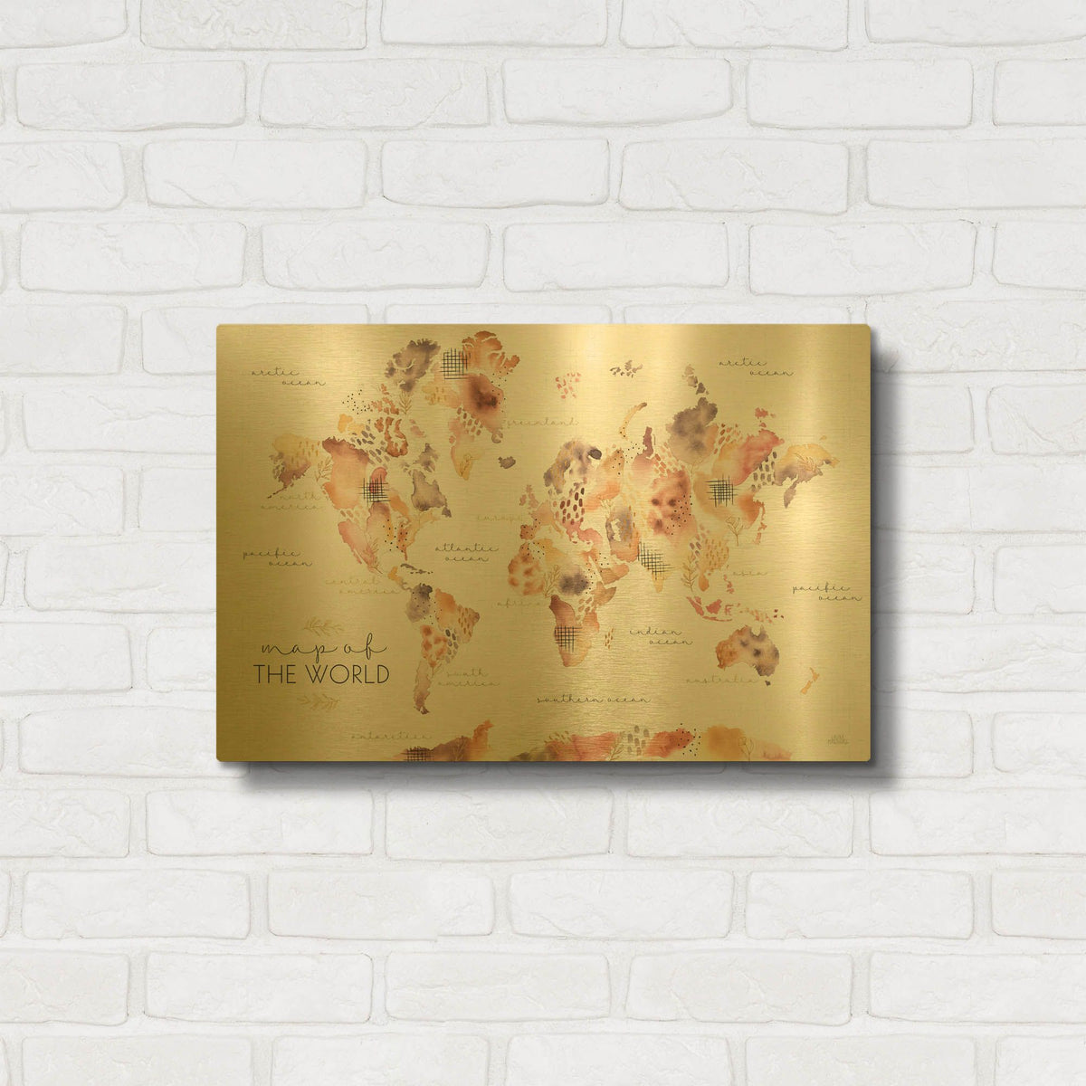 'Desert Blooms Map' By Laura Marshall Gold Metal Wall Art