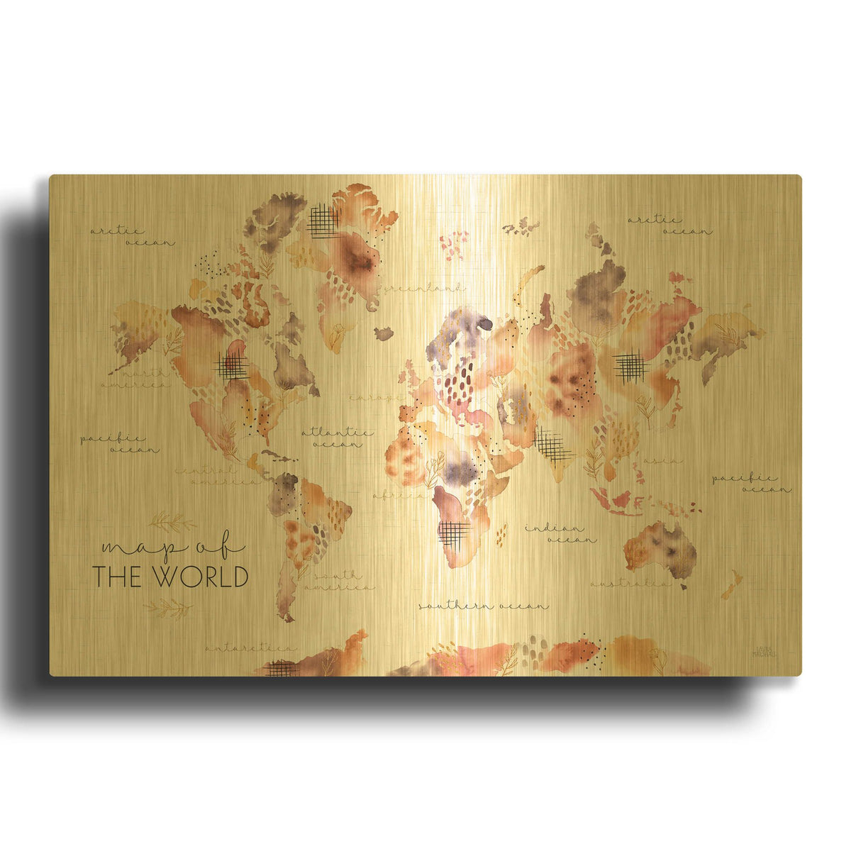 'Desert Blooms Map' By Laura Marshall Gold Metal Wall Art