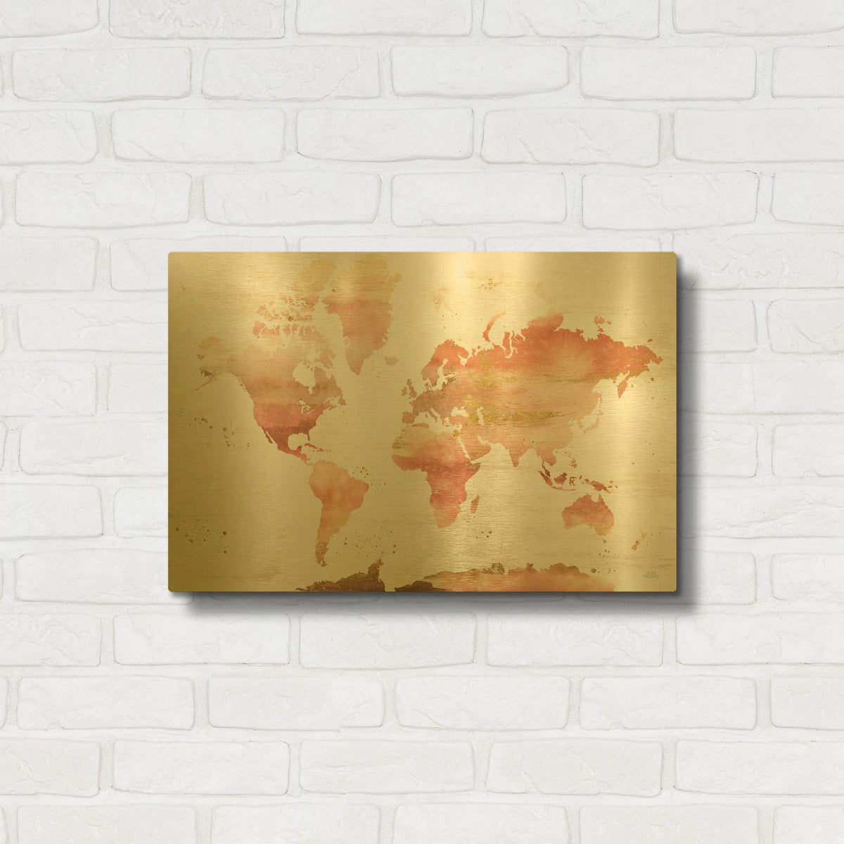 'Desert Blooms Abstract Map' By Laura Marshall Gold Metal Wall Art