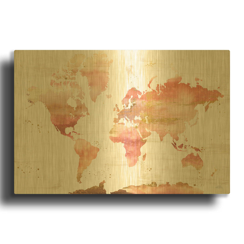 'Desert Blooms Abstract Map' By Laura Marshall Gold Metal Wall Art