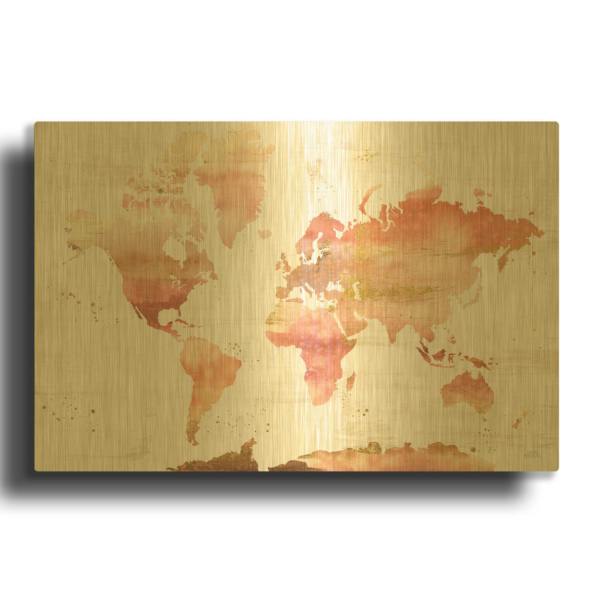 'Desert Blooms Abstract Map' By Laura Marshall Gold Metal Wall Art
